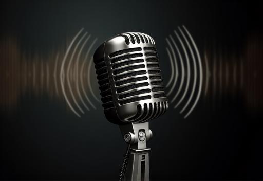 Microfone de rádio clássico com ondas sonoras
